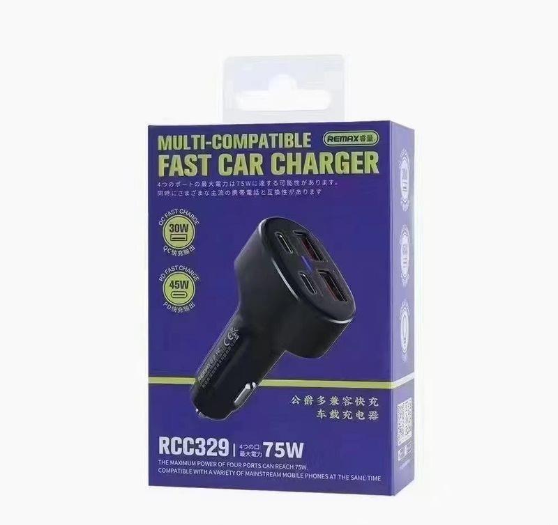 CAR CHARGER REMAX DUKE 75W PD+QC 2C+2A RCC 329 FAST CHARGER