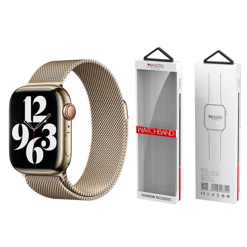 YESIDO WB22 MAGNETIC STAINLESS STEEL STRAP for APPLE WATCH (42/44/45/49) GOLD