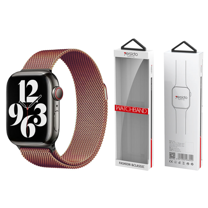 YESIDO WB22 MAGNETIC STAINLESS STEEL STRAP for APPLE WATCH (42/44/45/49) ROSE GOLD