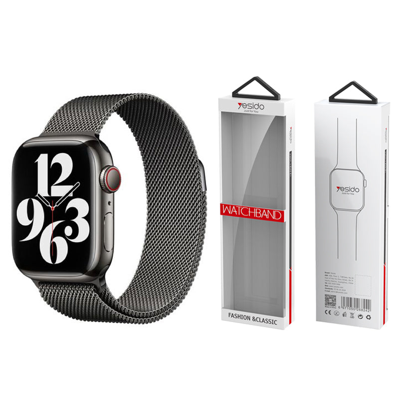 YESIDO WB22 MAGNETIC STAINLESS STEEL STRAP for APPLE WATCH (42/44/45/49) BLACK
