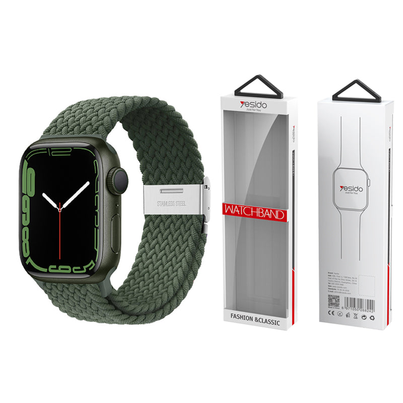 YESIDO WB23 BRAIDED STRAP for APPLE WATCH 42/44/45 KHAKI