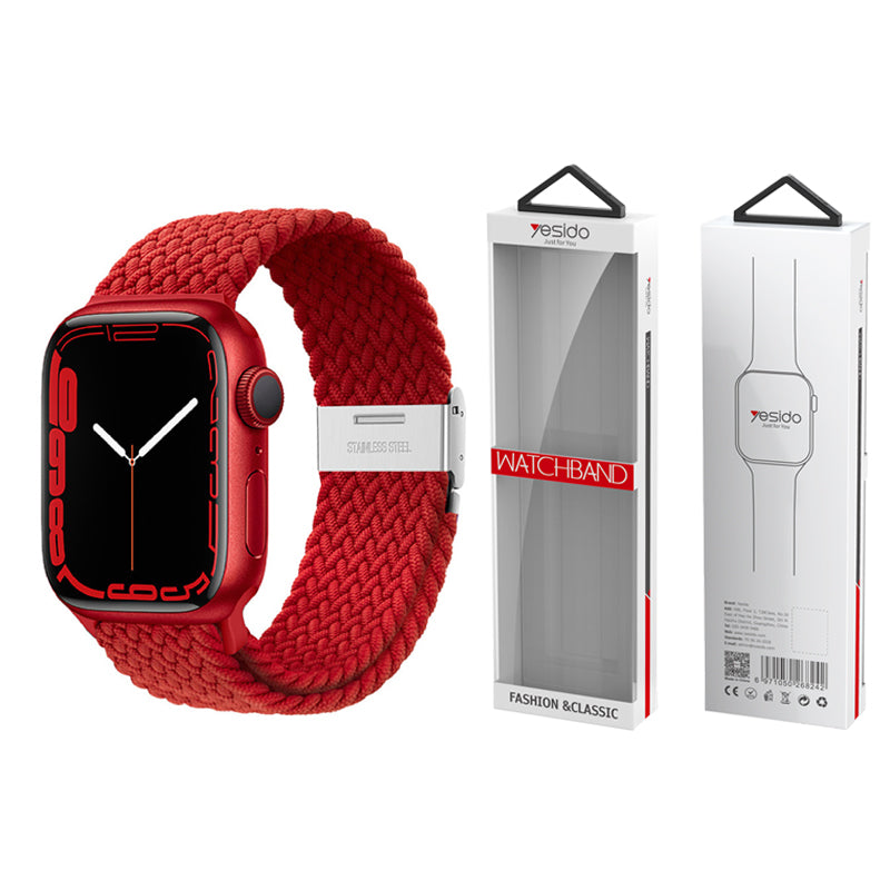 YESIDO WB23 BRAIDED STRAP for APPLE WATCH 42/44/45 RED