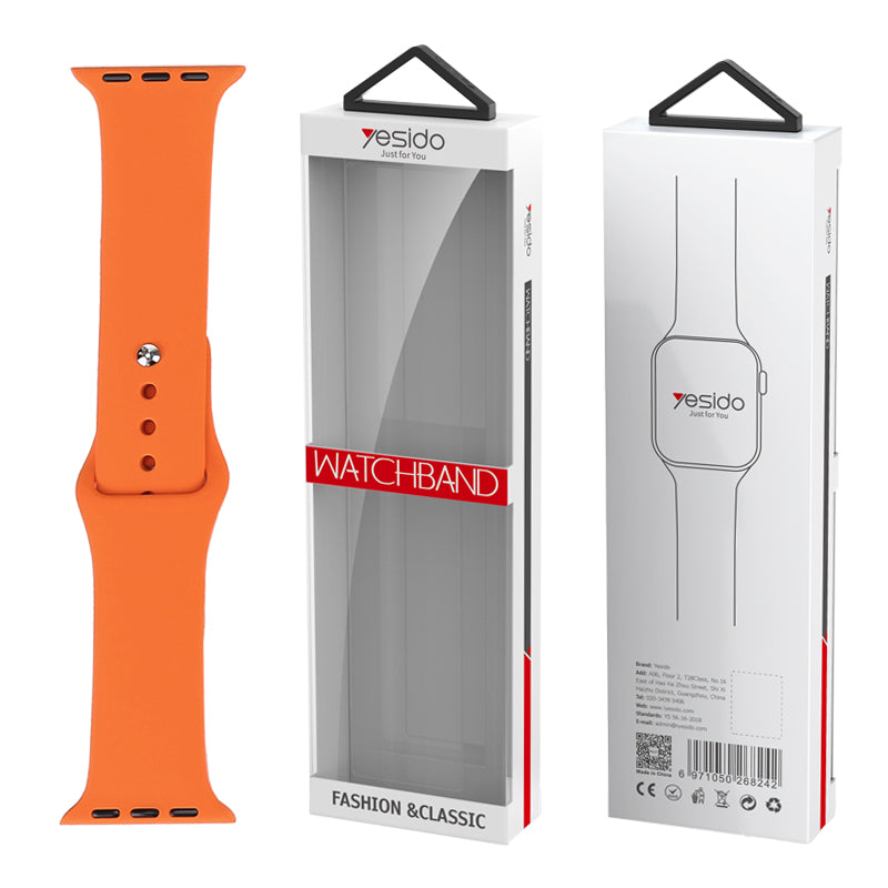 YESIDO WB44 SILICONE STRAP FOR iWATCH L 42/44/45 (97+140) #10 ORANGE