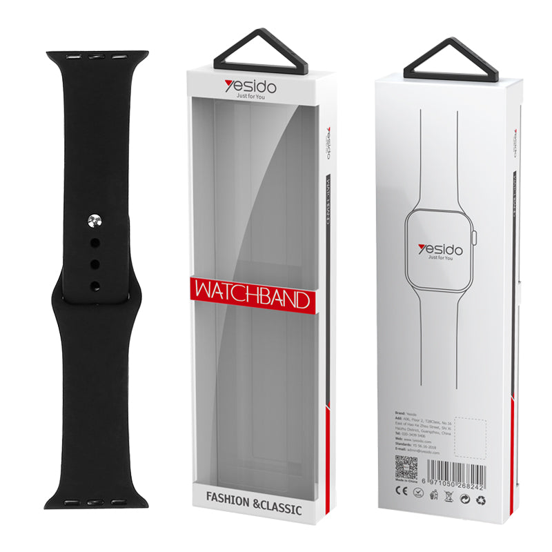 YESIDO WB44 SILICONE STRAP FOR iWATCH S 38/40/41 (97+110) #1 BLACK