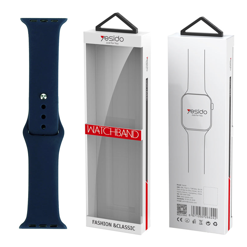 YESIDO WB44 SILICONE STRAP FOR iWATCH S 38/40/41 (97+110) #47 DEEP BLUE