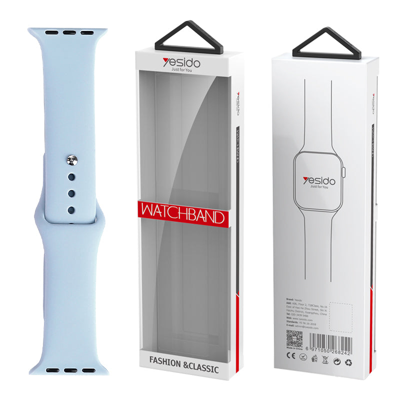 YESIDO WB44 SILICONE STRAP FOR iWATCH S 42/44/45 (97+118) #65 LIGHT BLUE