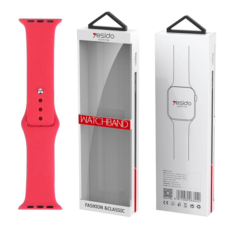 YESIDO WB44 SILICONE STRAP FOR iWATCH S 42/44/45 (97+118) #54 ROSE RED