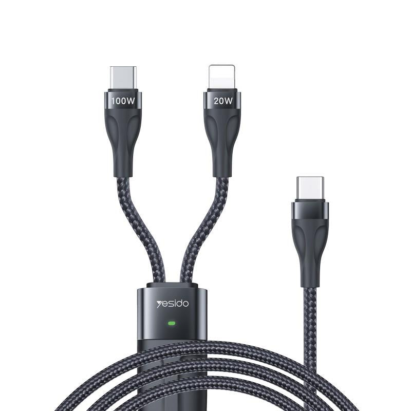 YESIDO CABLE CA87 100W TYPE-C/2IN1  1,4M 3,5A BLACK