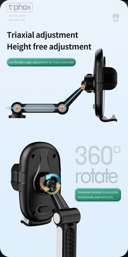 T-PHOX CAR HOLDER TH-07 WITH CUP HOLDER BLACK