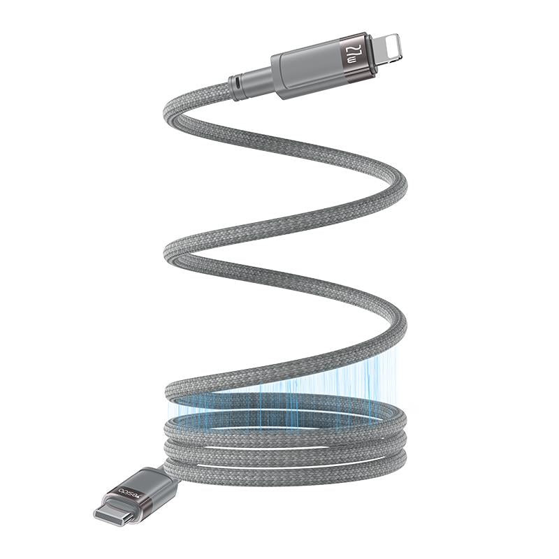 YESIDO MAGNETIC CABLE  CA172L 27W TYPE-C/LIGHTNING 1M 3A GREY