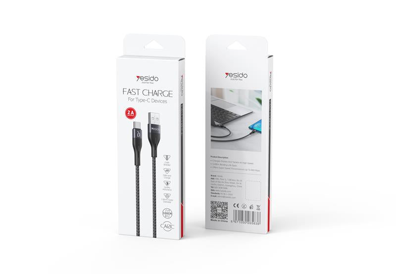 YESIDO CABLE CA121 18W USB/TYPE-C 1M 2A BLACK