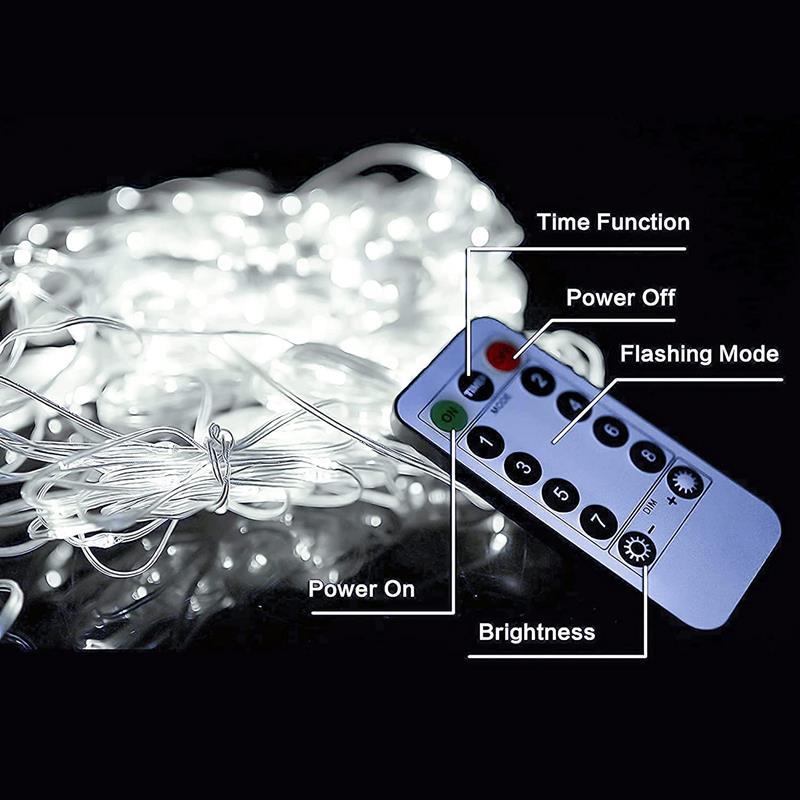 Rideau LED 100 Ampoules 3Mx1M Blanc Froid