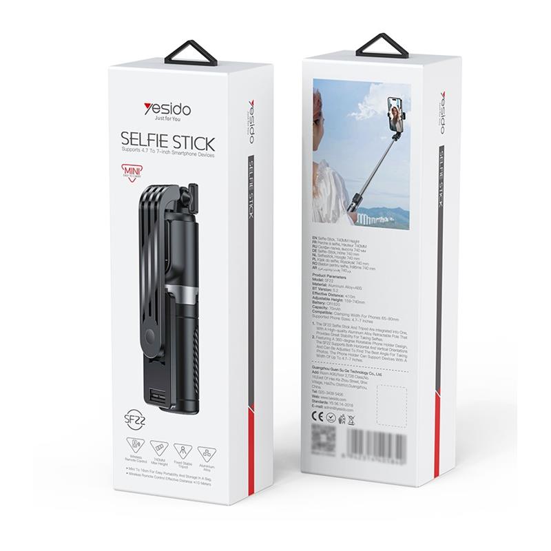 YESIDO SELFSTICK/TRIPOD BT SF22 + PILOT < 74CM BLACK