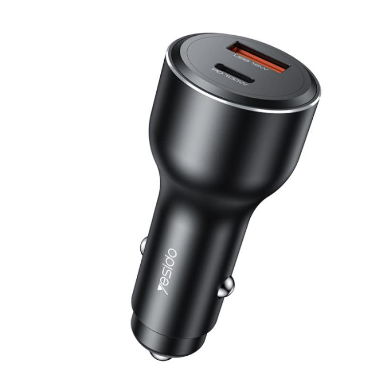 YESIDO CAR CHARGER Y65 118W QC3.0 USB-A+C BLACK