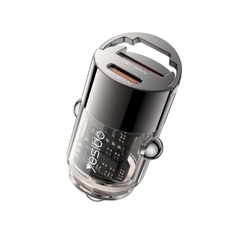 YESIDO CAR CHARGER Y68 PD 30W USB-A+C BLACK
