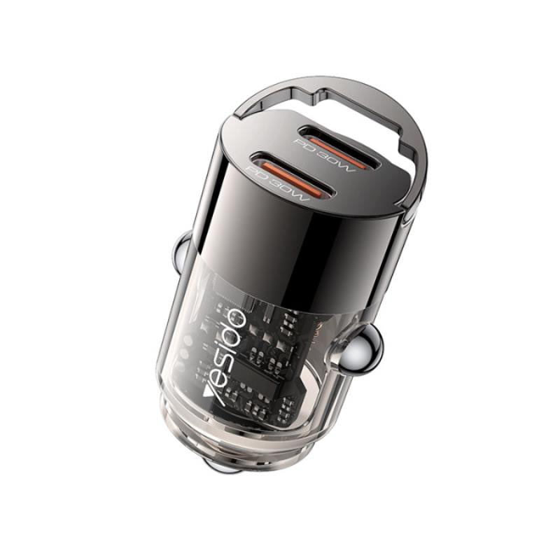 YESIDO CAR CHARGER Y69 PD 30W 2XUSB-C BLACK