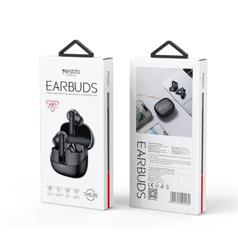 YESIDO HEADPHONES TWS26 BT 5.3 250mAh BLACK