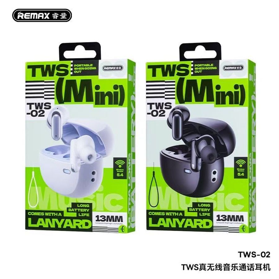 BLUETOOTH EARPHONES REMAX TWS-02 BLACK BT 5.4