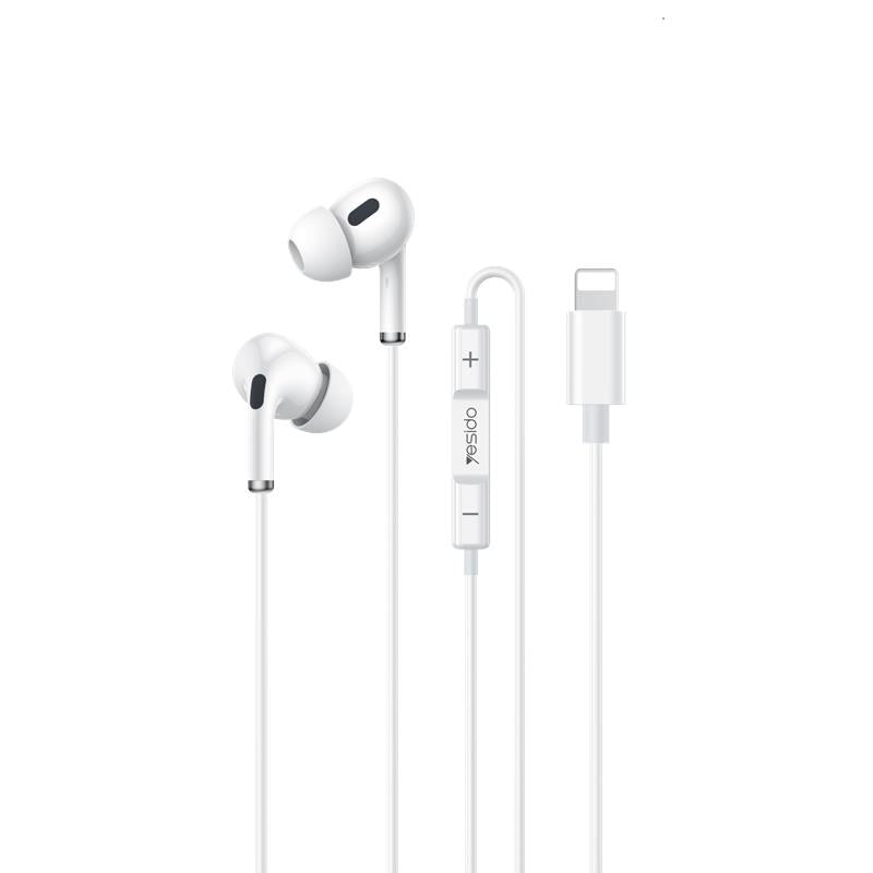 YESIDO IN-EAR PHONES YH52 LIGHTNING 120CM WHITE