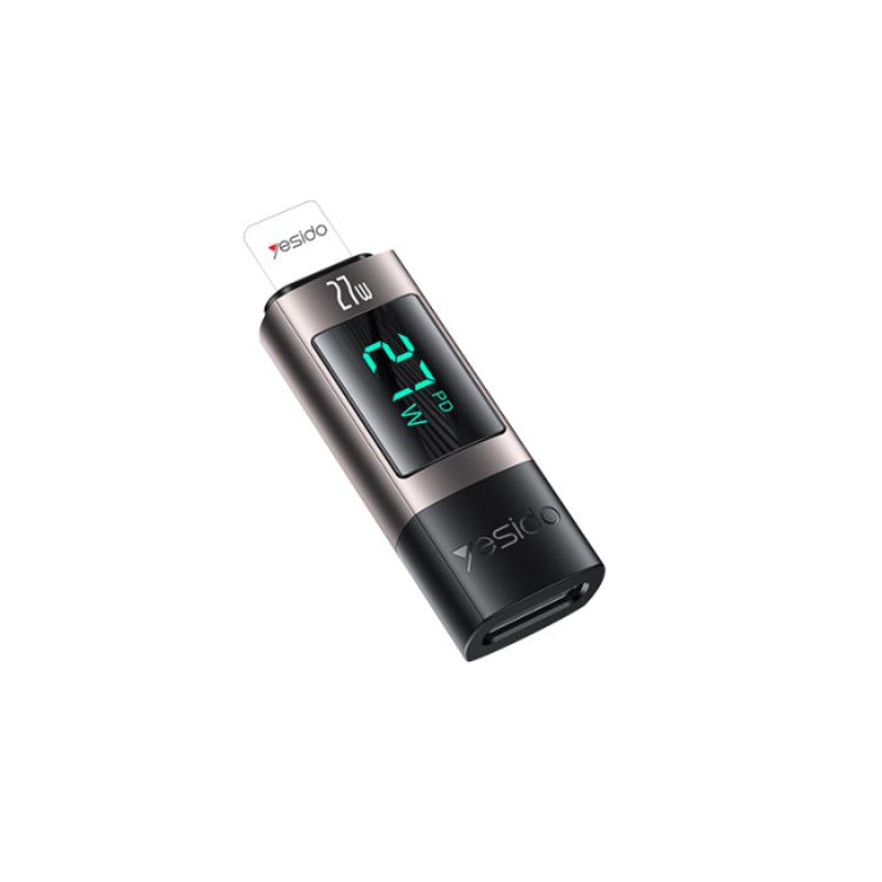 YESIDO OTG ADAPTER GS25 LIGHTNING/TYPE-C LED 27W BLACK