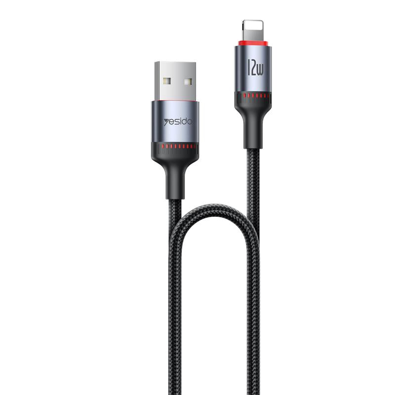 YESIDO CABLE CA129L 12W TYPE-C/LIGHTNING 1,2M 2A BLACK