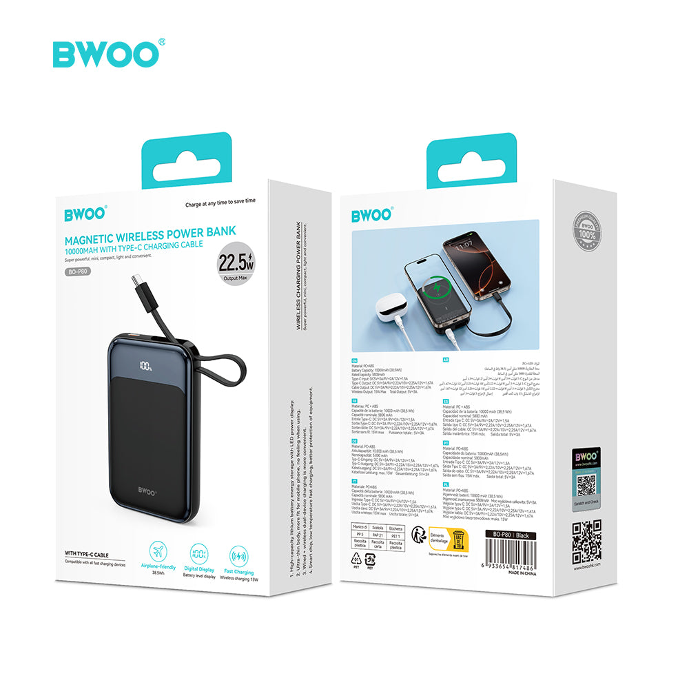 Batterie externe BWOO 10000 mAh — USB-C, PD 20W