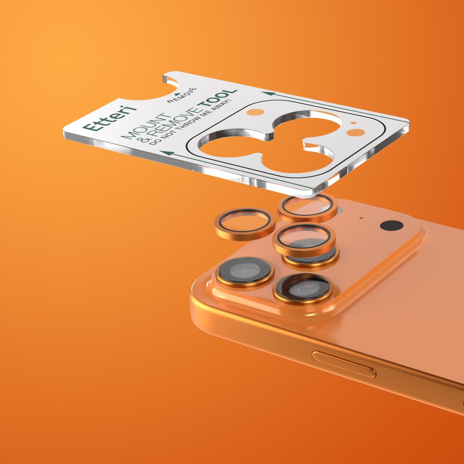 Verre trempé objectif caméra Etteri iPhone 17 Pro/Pro Max orange