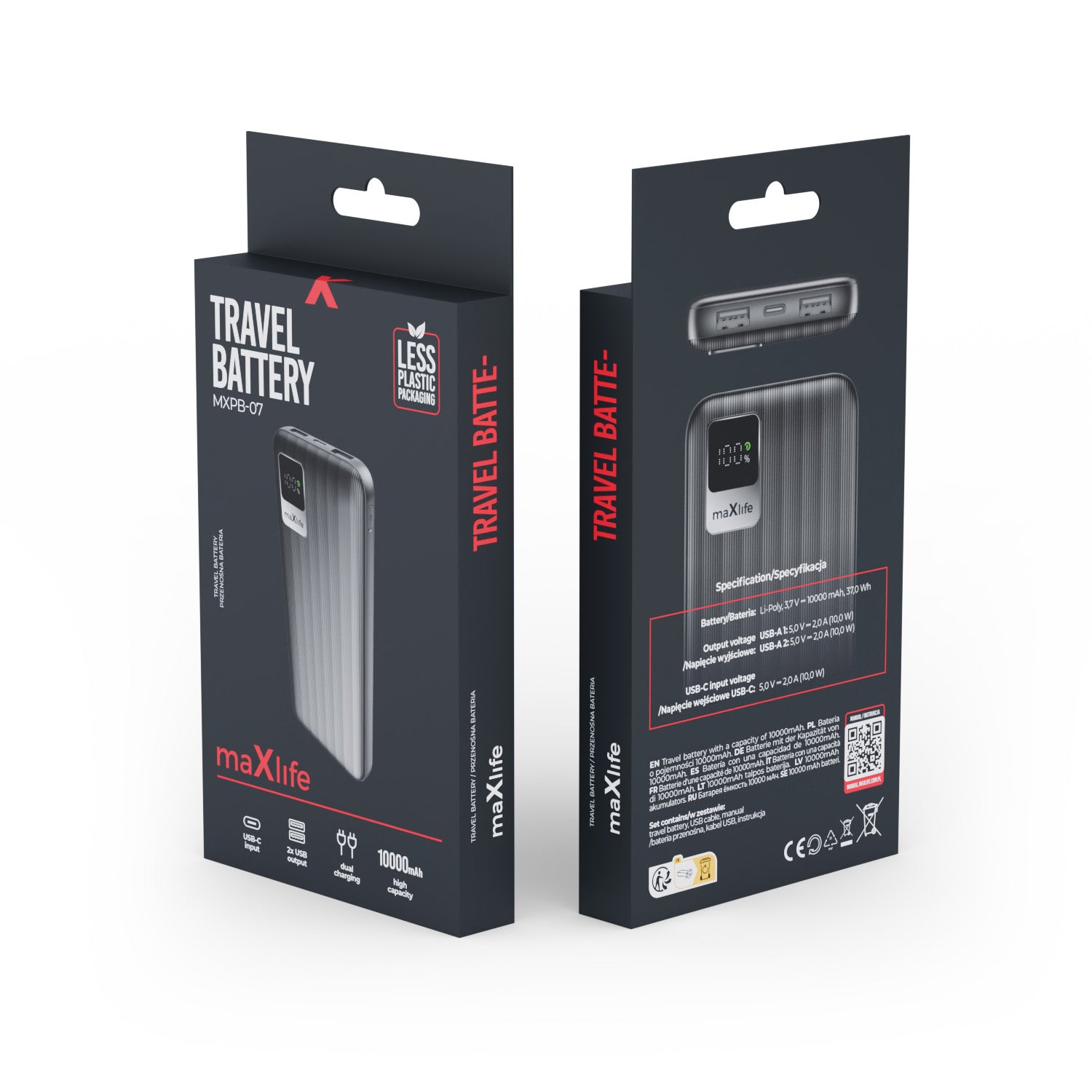 Maxlife power bank MXPB-07 10000 mAh black