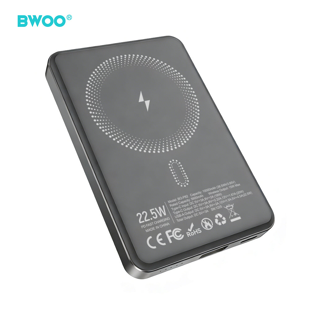 Chargeur BWOO P82 BO 10000mAh 15W sans fil magnétique gris