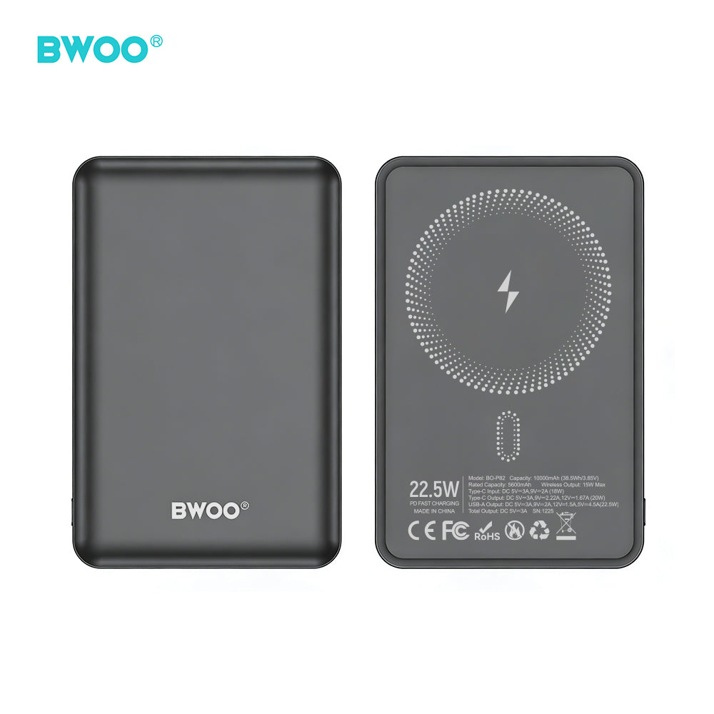 Chargeur BWOO P82 BO 10000mAh 15W sans fil magnétique gris