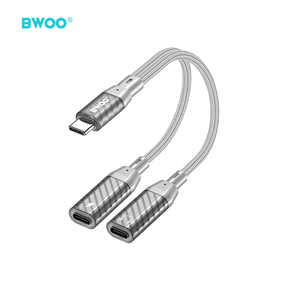 BWOO BZ68 2 in 1 Adapter USB C - 2 x USB C ports grey