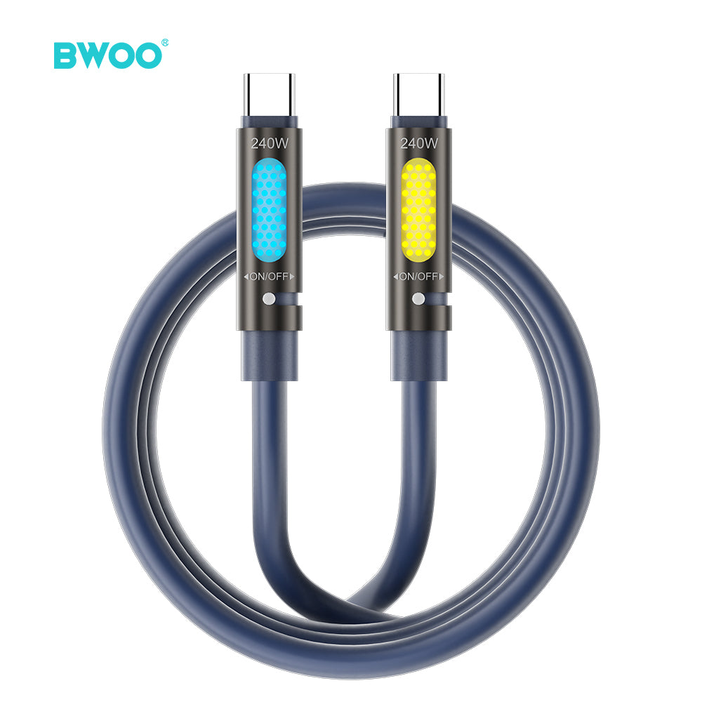 BWOO 240W Type C to Type C Data scented Cable With RGB Lighting Black X325C-C