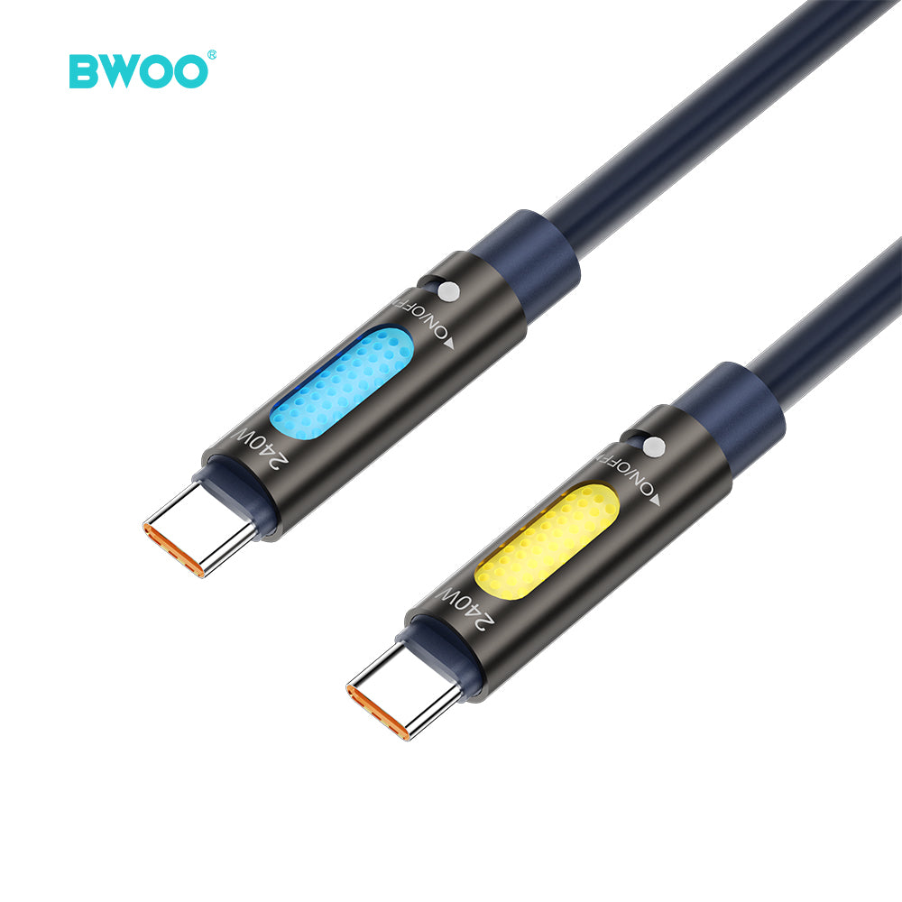 BWOO 240W Type C to Type C Data scented Cable With RGB Lighting Black X325C-C