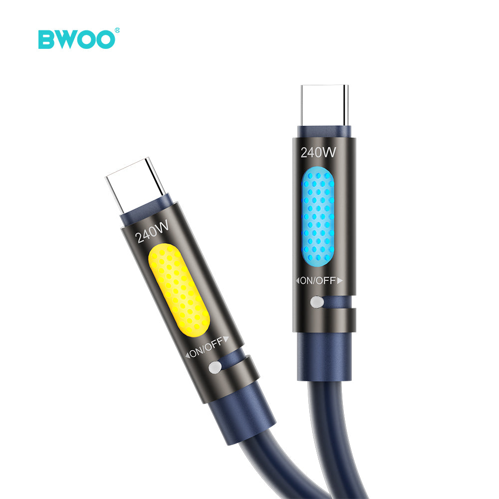 BWOO 240W Type C to Type C Data scented Cable With RGB Lighting Black X325C-C