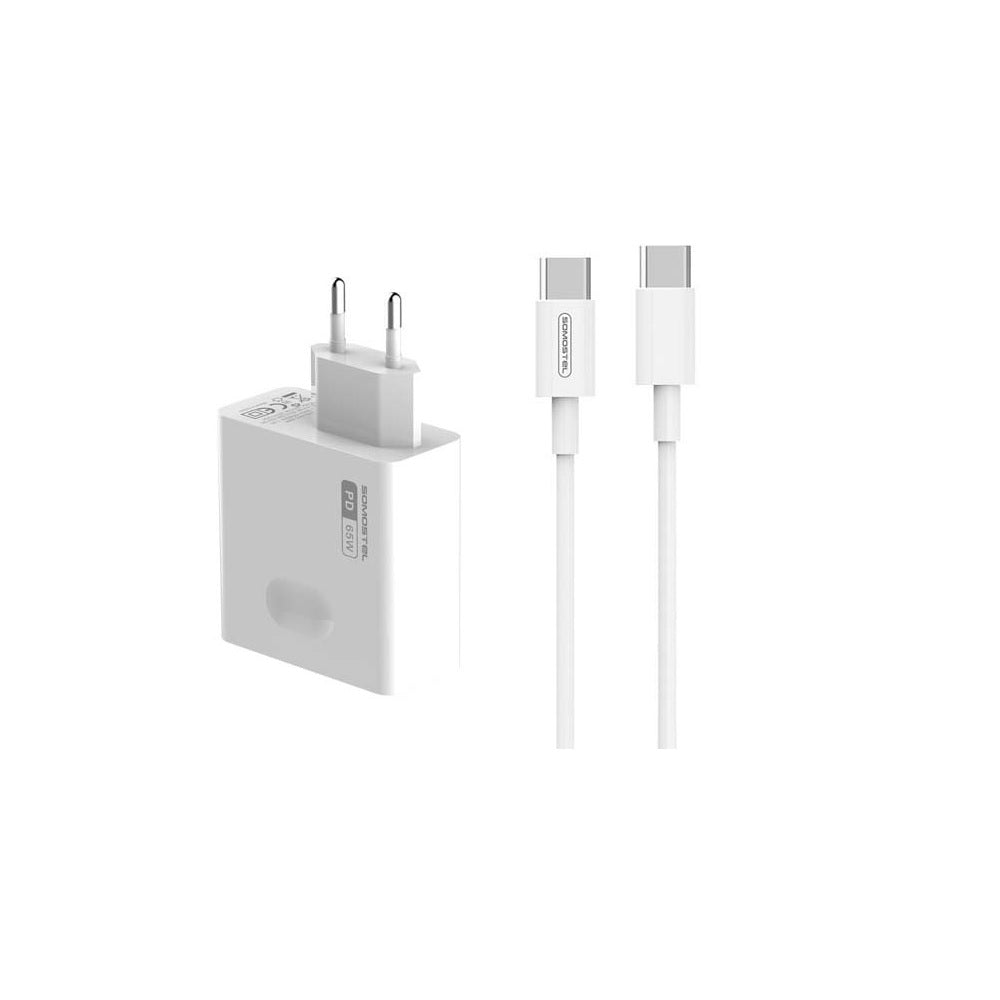 Ładowarka sieciowa Somostel SMS-Q15 Usb-C 65W + kabel Usb-c - Usb-c biała TTT