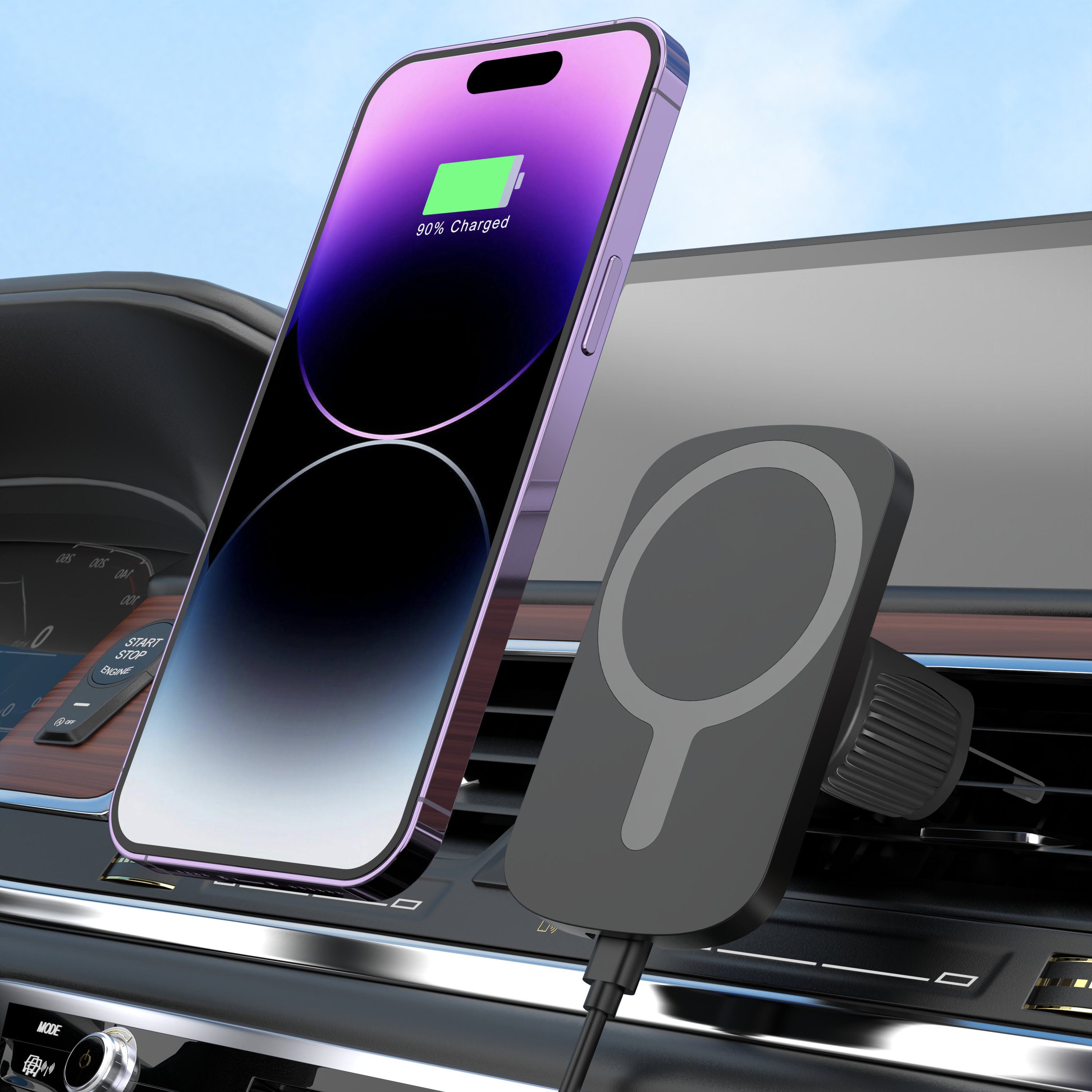 Support voiture Setty MagSafe avec charge inductive 15W