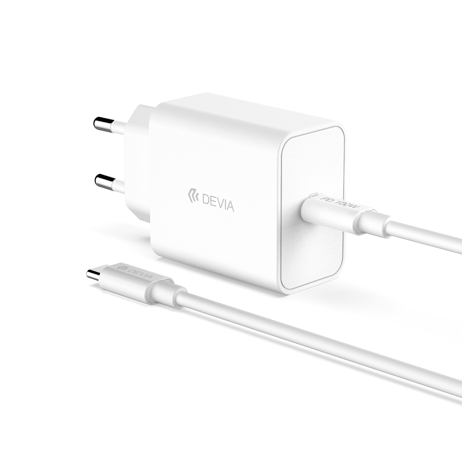Devia wall charger Rocket PD 45W 1x USB-C white + cable USB-C - USB-C