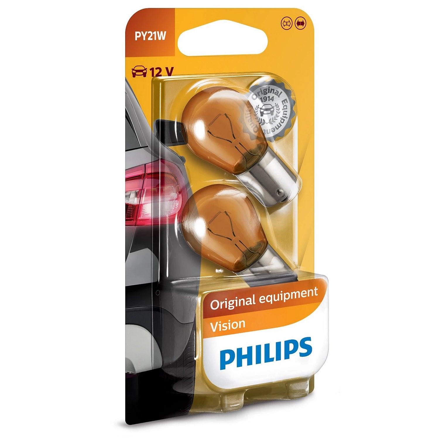 Philips Car Bulb PY21W 2pcs 12V 21W 12496NAB2