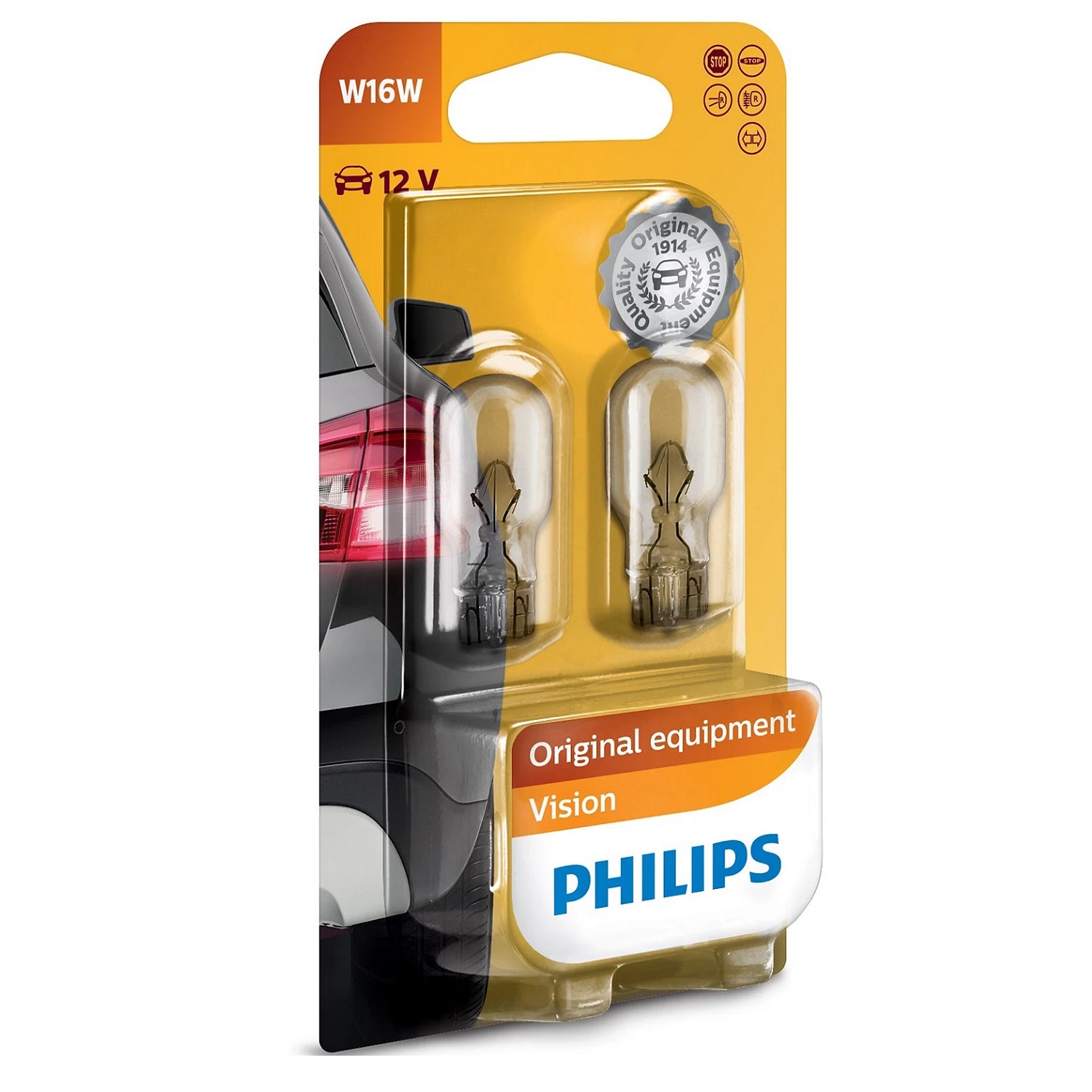 Philips Car Bulb W16W 2pcs 12V 16W ??12814B2