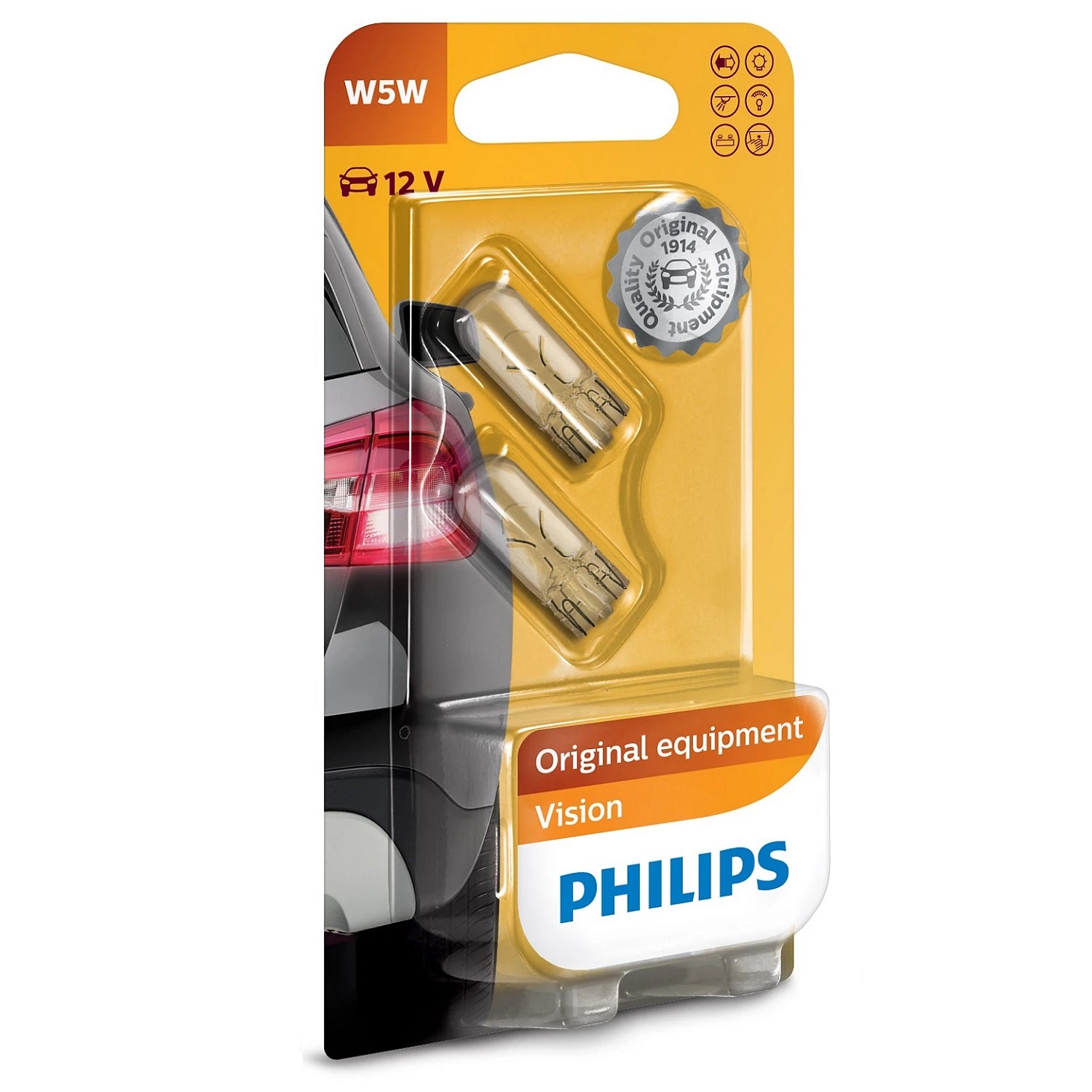 Philips Car Bulb W5W 2pcs 12V 5W 12961B2