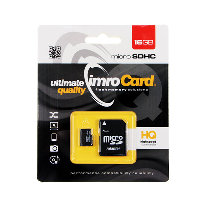 Carte mémoire microSDHC 16GB Imro classe 10 UHS-I + adaptateur