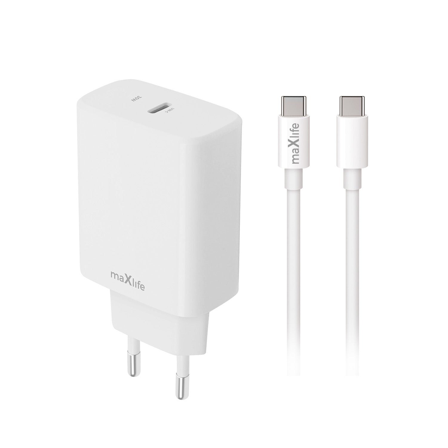 Maxlife MXTC-10-30C PD QC charger 1x USB-C 30W white + USB-C - USB-C cable 60W
