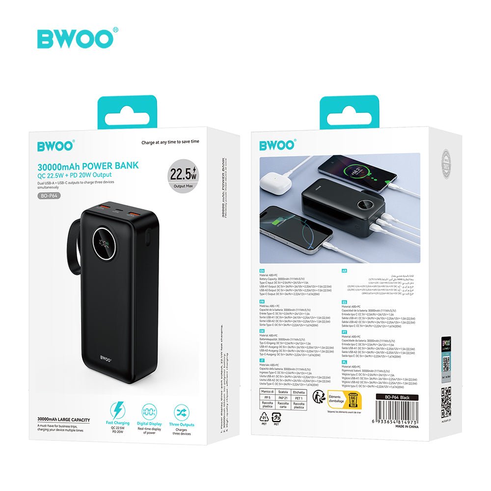 Batterie externe BWOO 30000 mAh — 22,5W