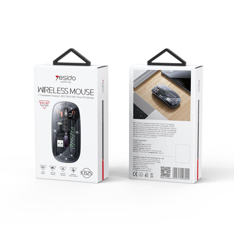 YESIDO WIRELESS MOUSE KB29 400mAh 2.4GHz BLACK