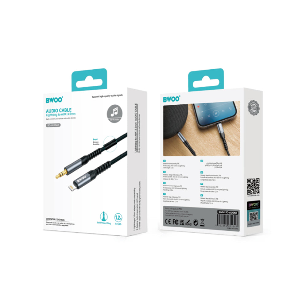BWOO Cable AUX 3.5mm - Lightning BO-AUX068 black