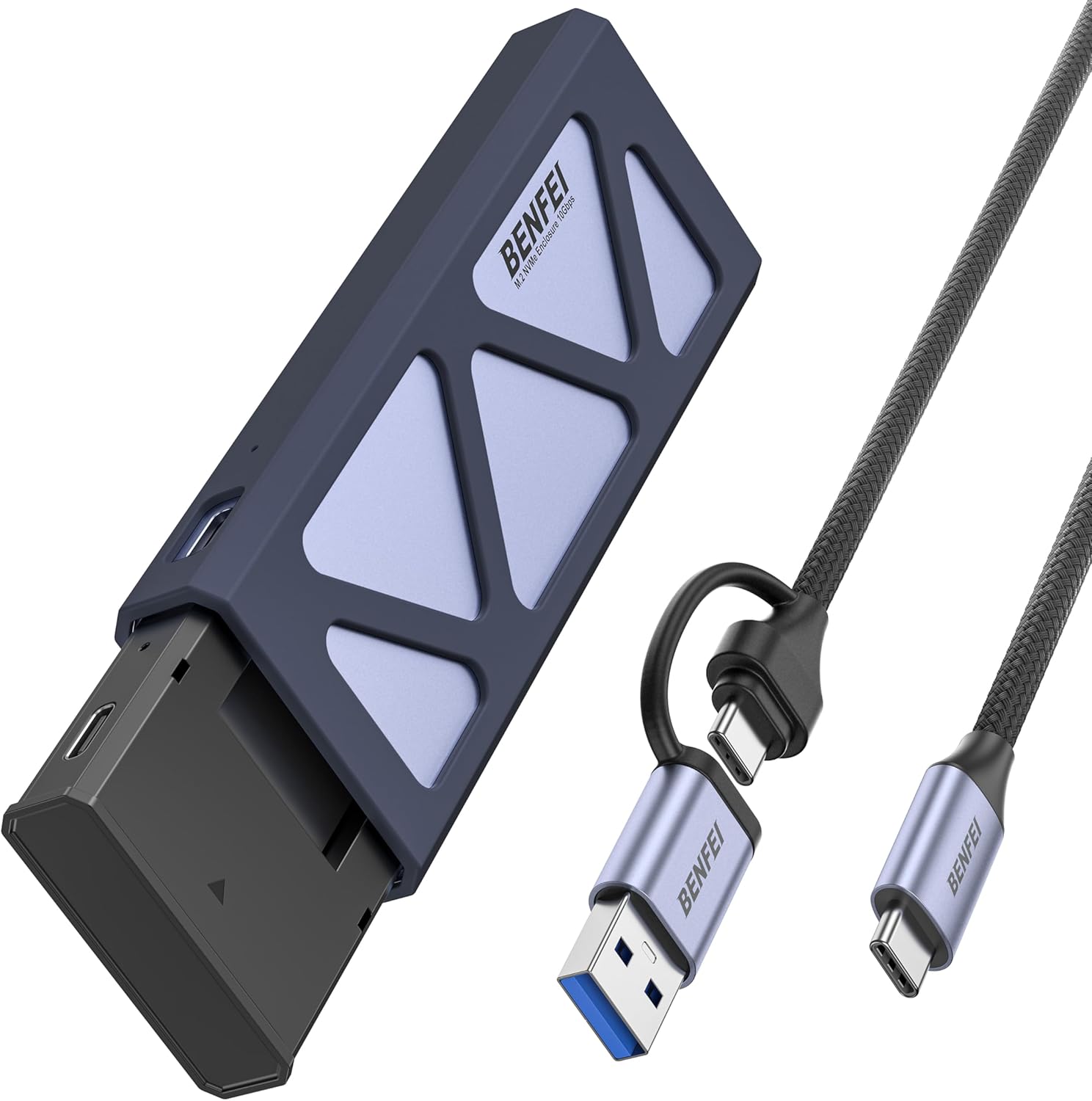 BENFEI SSD drive housing M.2 NVMe SSD USB-C USB-A gray