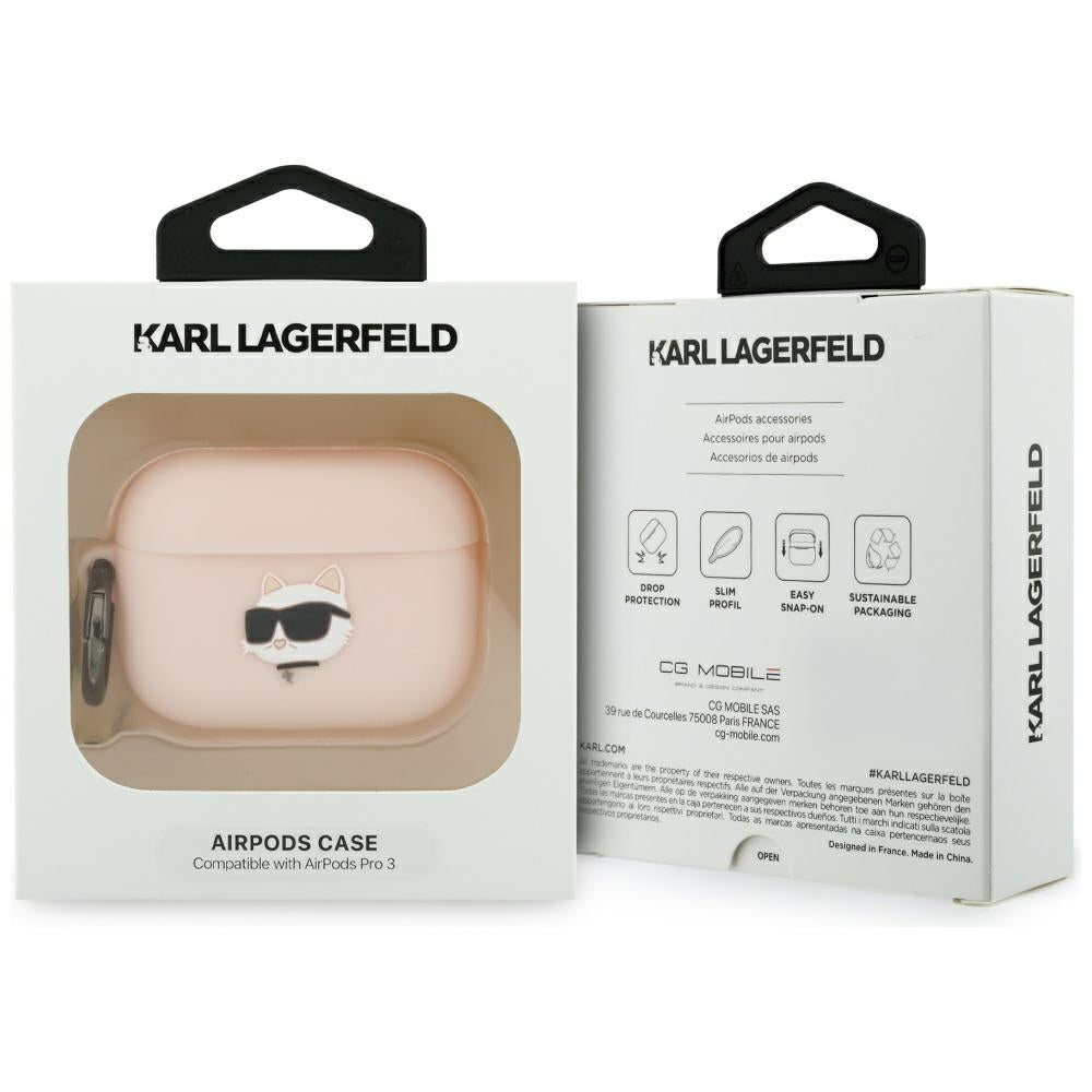 Karl Lagerfeld Silicone Chaupette Head 3D case for AirPods Pro 3 pink