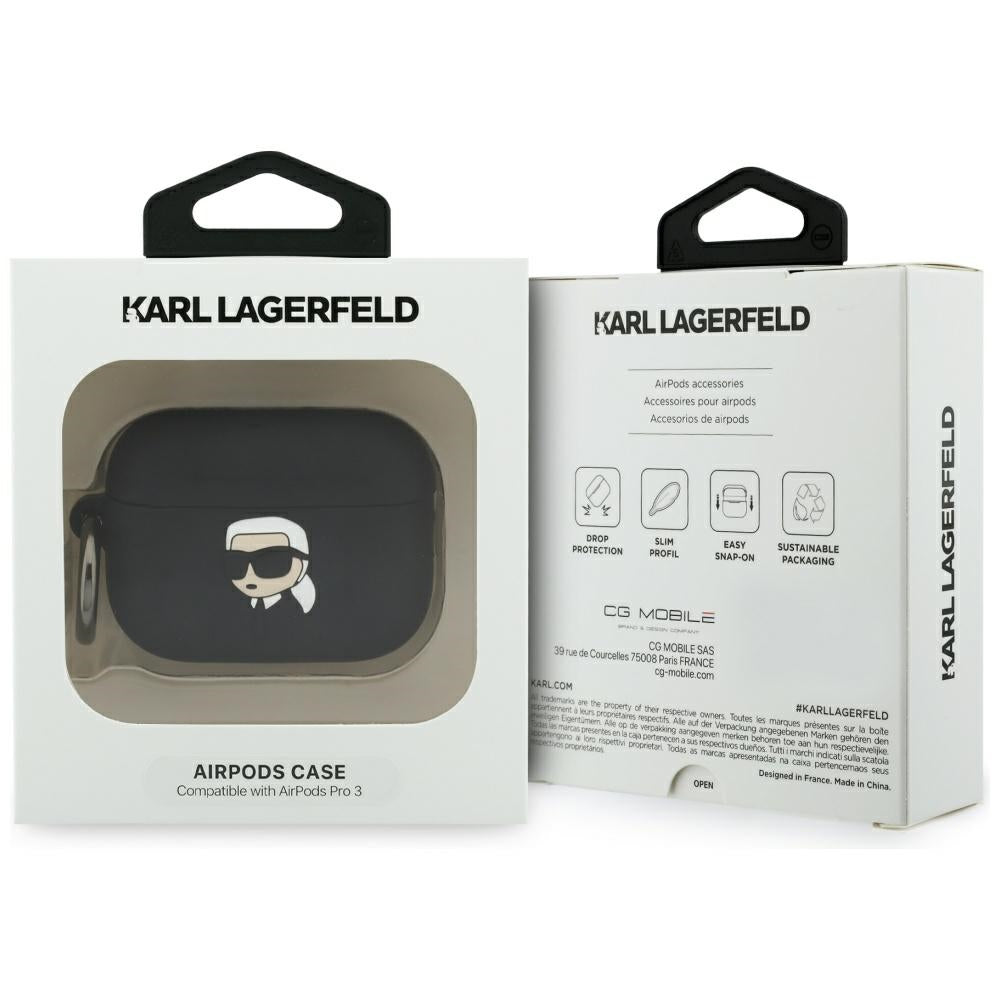 Karl Lagerfeld Silicone Karl Head 3D case for AirPods Pro 3 black