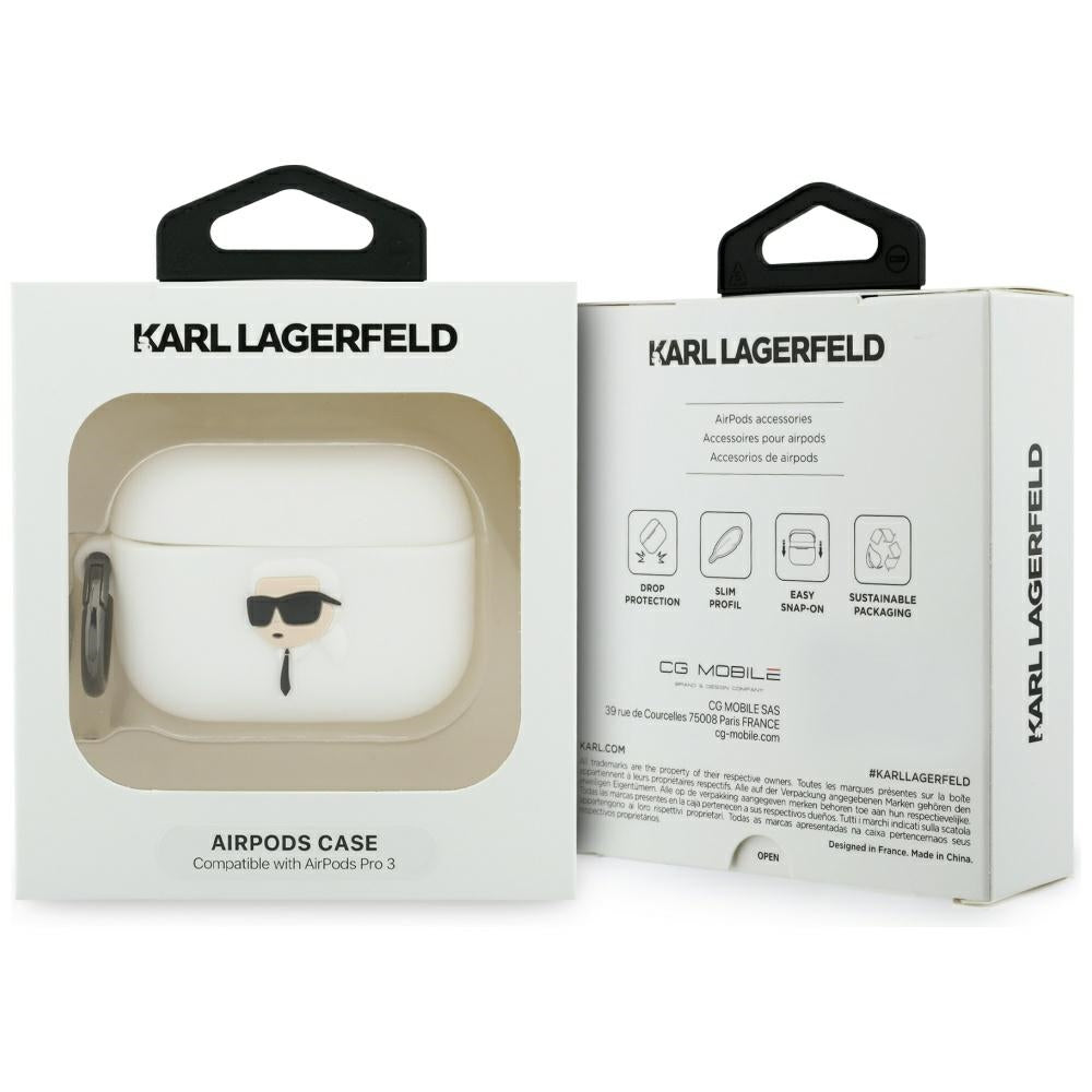 Karl Lagerfeld Silicone Karl Head 3D case for AirPods Pro 3 white