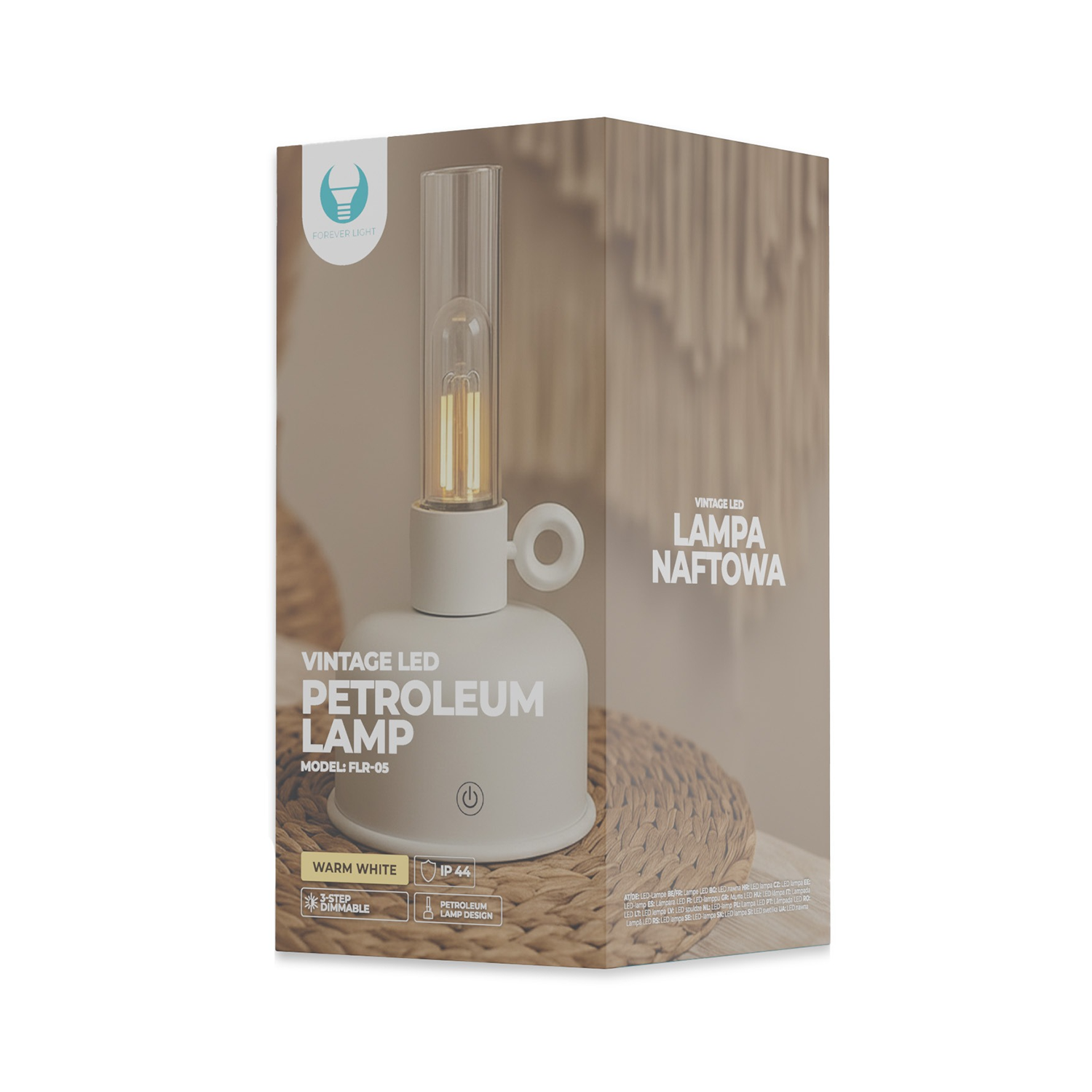 Lampe LED Vintage Pétrole Forever Light FLR-05 Beige Clair